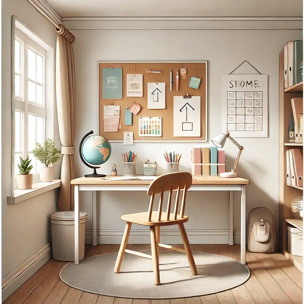 How to Create a Productive Home Learning Environment: Preparing for the New School Year 23 clean and detailed illustration of a home learning environment